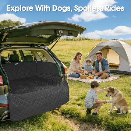 ALLANSING Dog Cargo Liner for Midsize/Large SUV & Minivan - Heavy-Duty 900D Oxford Waterproof Pet Cargo Protector with 3-Sided Zippered All-Round Protection & TPU Suction Cups, Ideal for Dog Travel