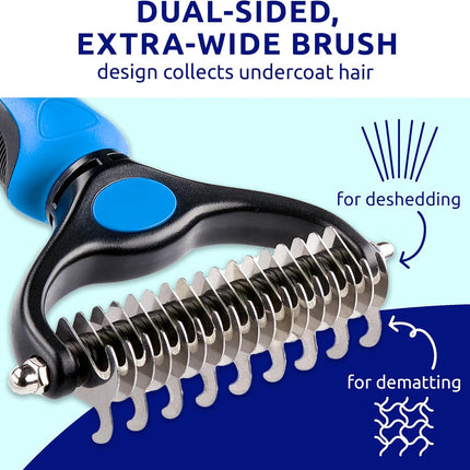 Double-Sided Pet Deshedding & Dematting Brush — Undercoat Rake for Dogs and Cats - photo 4
