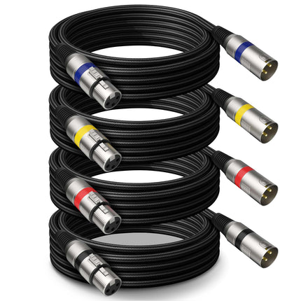 Paquete profesional de 6 cables XLR de 25FT, sin ruido, 3 veces más duraderos