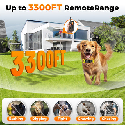 AI Dog Shock Collar 2 Dogs (10-120Lbs) - 3300FT Dog Training Collar with Remote, IPX7 Waterproof Collar with Beep, Vibration, Safe Shock for Large Medium Small Dogs, Keypad Lock and Flashing Light