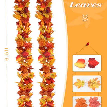 Paquete de 5 guirnaldas de hojas de otoño, decoraciones para el hogar
