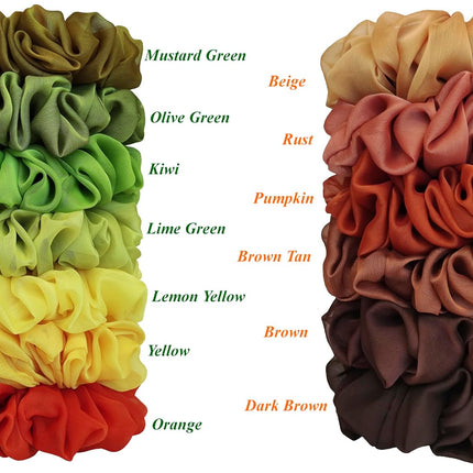 38 Colors Available, Big Scrunchies for Hair, Soft Cheer Chiffon large Ponytail Holder, Cute Birthday Gift for Women Girl Teen, Holiday Accessory (Black)