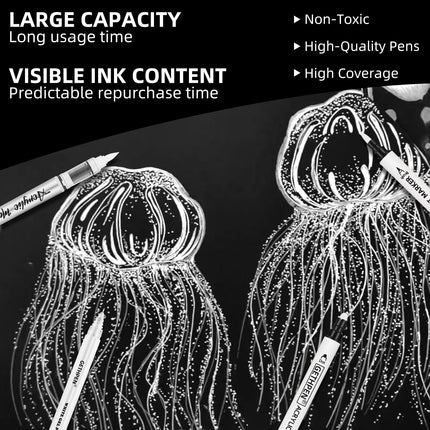 White Pens Set, White Gel Pens, Dual-Tip Acrylic Paint Pen, 7 Pack