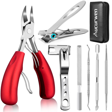 Toenail Clippers for Seniors Thick Toenails, Heavy Duty Toe Nail Clippers Adult Thick Nails Long Handle, Large Toenail Clippers for Thick Nails 7Pcs