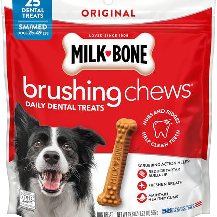Milk-Bone Brushing Chews Original Chicken Flavor Daily Dental Dog Treats, Small/Medium, 19.6 Oz. Bag