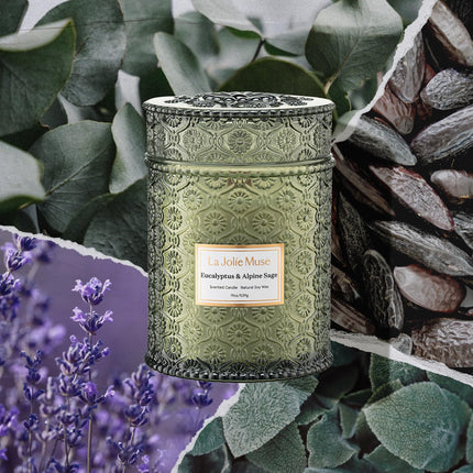 Eucalyptus Sage Fresh Scented Candles for Home, 19 oz Soy Wax