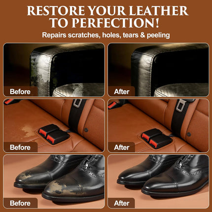 Leather Repair Kit for Furniture, Car Seats, Sofa, Jacket, and Purse, Vinyl Repair Kit with Super Easy Instructions to Match Any Color, Restore Any Glossy Leather Surface