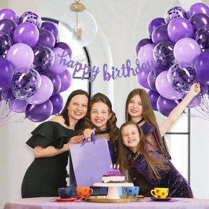60pcs Purple Balloons 12inch with Metallic Pastel Dark Purple Balloons