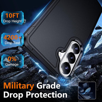 Designed for Samsung Galaxy S26 Case, [10 FT Military Grade Drop Protection], 2 Pack [Tempered Glass Screen Protector+Camera Lens Protector] Heavy Duty Shockproof Case,Black