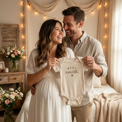 Personalized Embroidered Baby Onesies – Custom Bodysuit Gift for Pregnancy Announcement Baby Shower or First Grandchild