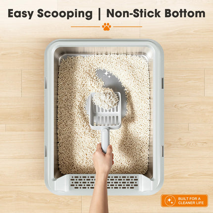Stainless Steel Litter Box with Lid, High Sided Metal Litter Boxes