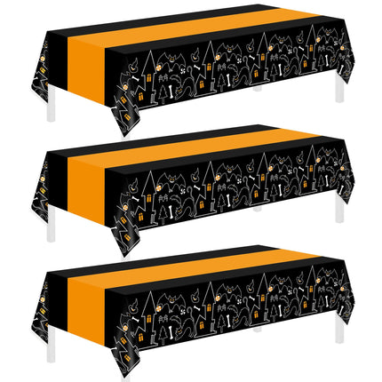 3 Pack Halloween Tablecloths,Disposable Plastic Tablecloths 54" x 108" Halloween Decorations,Plastic Table Cover for Birthday,Party Supplies,Holiday Table Cloth for Home,Dinner,Indoor,Outside