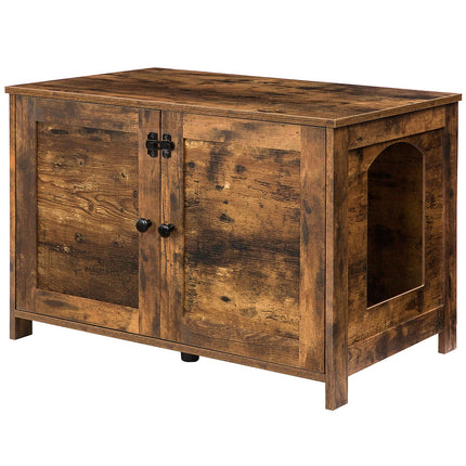 Litter Box Enclosure, Cat Litter Box Furniture with Removable Divider, Large Hidden Litter Box Furniture, Wooden Cat House, End Side Table, 31" L x 17.5" W x 19.7" H, Greige BG03MW01G2