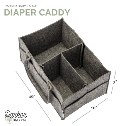 Parker Baby Co. Diaper Caddy - Nursery Storage Bin and Car Organizer for Diapers and Baby Wipes - Charcoal, Large