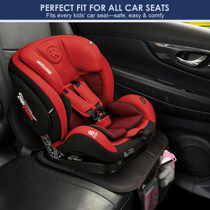 Sinvitron Car Seat Protector for Kids, Anti-Slip Thick Padding, Seat Mark Protection, 2 Storage Pockets for Toys & Snacks, Universal Fit for Most Vehicles (Black, 2 Pack)