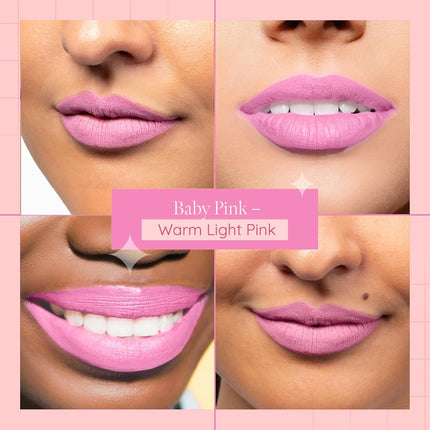Aromi Matte Liquid Lipstick | Light Pink Lip Color for Women, Smudge Proof, Long-lasting, Waterproof, Vegan, Handmade (Baby Pink)