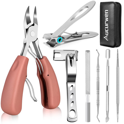 Toenail Clippers for Seniors Thick Toenails, Heavy Duty Toe Nail Clippers Adult Thick Nails Long Handle, Large Toenail Clippers for Thick Nails 7Pcs