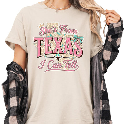 She's from Texas I Can Tell Graphic Tee, Western Cowgirl Style T-Shirt
