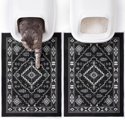 Cat Litter Mat, 2 Pack 33" x 22" Machine Washable for Litter Boxes