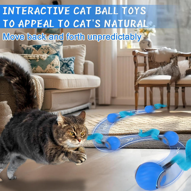 Interactive Rechargeable Cat Toy Ball with 3 Tails, Blue