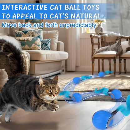 Rechargeable Interactive Cat Ball, 2 Speeds, 3 Tails, Blue - photo 2