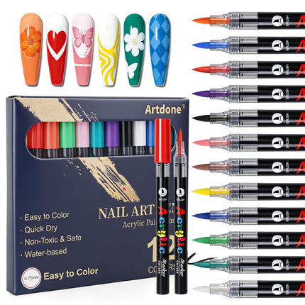 Metallic Nail Art Pens, Liner Brushes Set, 5PCS Black Nail Tools