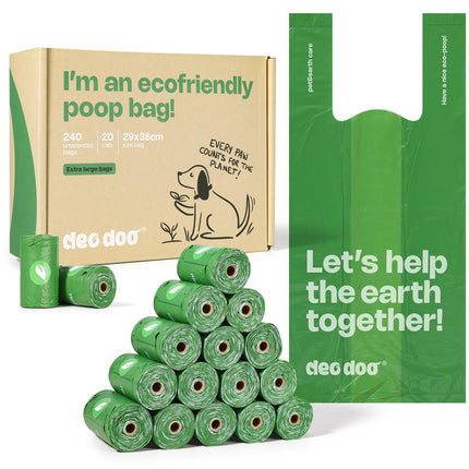 Dog Poop Bags with Handles, Large Size, 240 Bags, Unscented