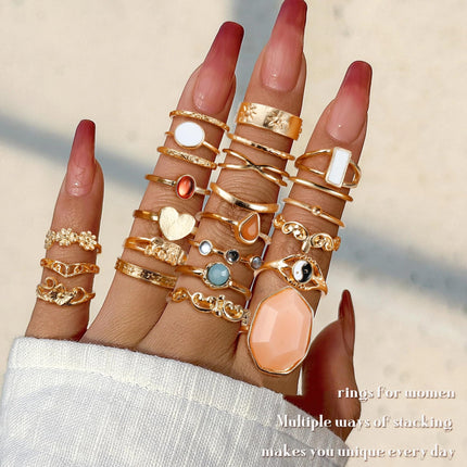 70 Pcs Vintage Crystal Ring Set for Women, Stackable Knuckle Rings - photo 2