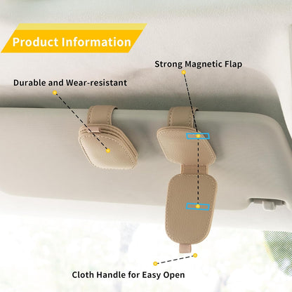 Sunglass Holder for Car, Magnetic Leather Sunglasses Holder and - photo 4