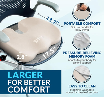 Premium Gel & Memory Foam Seat Cushion – Doctor Recommended Office Chair Cushion, Car Seat Cushion  - photo 5