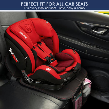 Sinvitron Car Seat Protector for Kids, Anti-Slip Thick Padding, Seat Mark Protection, 2 Storage Pockets for Toys & Snacks, Universal Fit for Most Vehicles (Black, 1 Pack)
