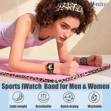 Leopard Stretchy Band for Apple Watch 40mm 38mm 41mm 42mm, Sport Nylon Ankle/Arm/Wrist Strap for iWatch Series 11-1, SE/Ultra 3 2 1, Adjustable Replacement Bands for Women Men, Cheetah