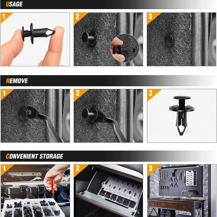 GOOACC 240PCS Bumper Retainer Clips Car Plastic Rivets Fasteners Push Retainer Kit 12 Popular Sizes Auto Push Pin Rivets Set -Door Trim Panel Fender Clips for GM Ford Toyota Honda Chrysler