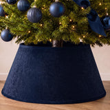 Navy Blue Velvet Christmas Tree Collar 24‘’ Tree Base Cover