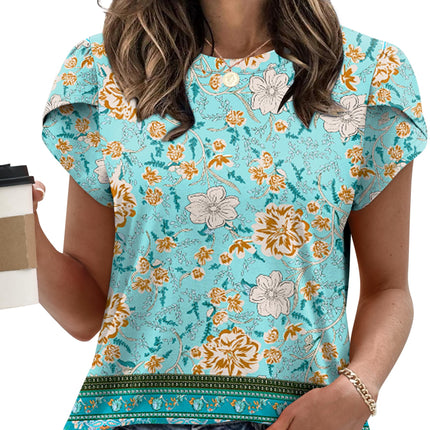 Womens Summer Tops Dressy Casual Blouses Short Sleeve Shirts for Women Business Casual Beach Vacation Outfits