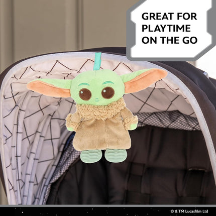 Kids Preferred Star Wars: The Mandalorian Grogu On The Go Sensory Toy - with Teether, Crinkle Sounds, Tactile Ribbons, On The Go Strap, for Ages 0 yrs+