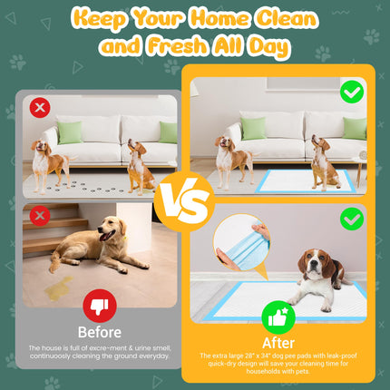 60 tapetes para perros extra grandes 28" x 34", tapetes de entrenamiento desechables superabsorbentes para cachorros, secado rápido y a prueba de fugas