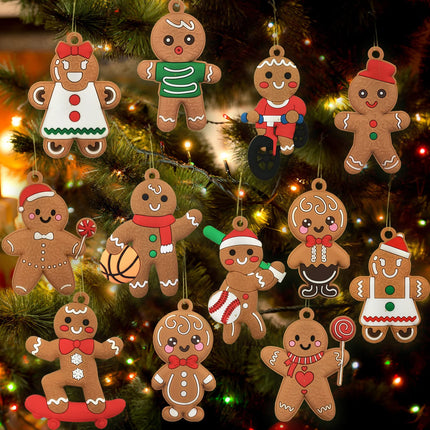 16pcs Gingerbread Man Ornaments for Christmas Tree Decorations
