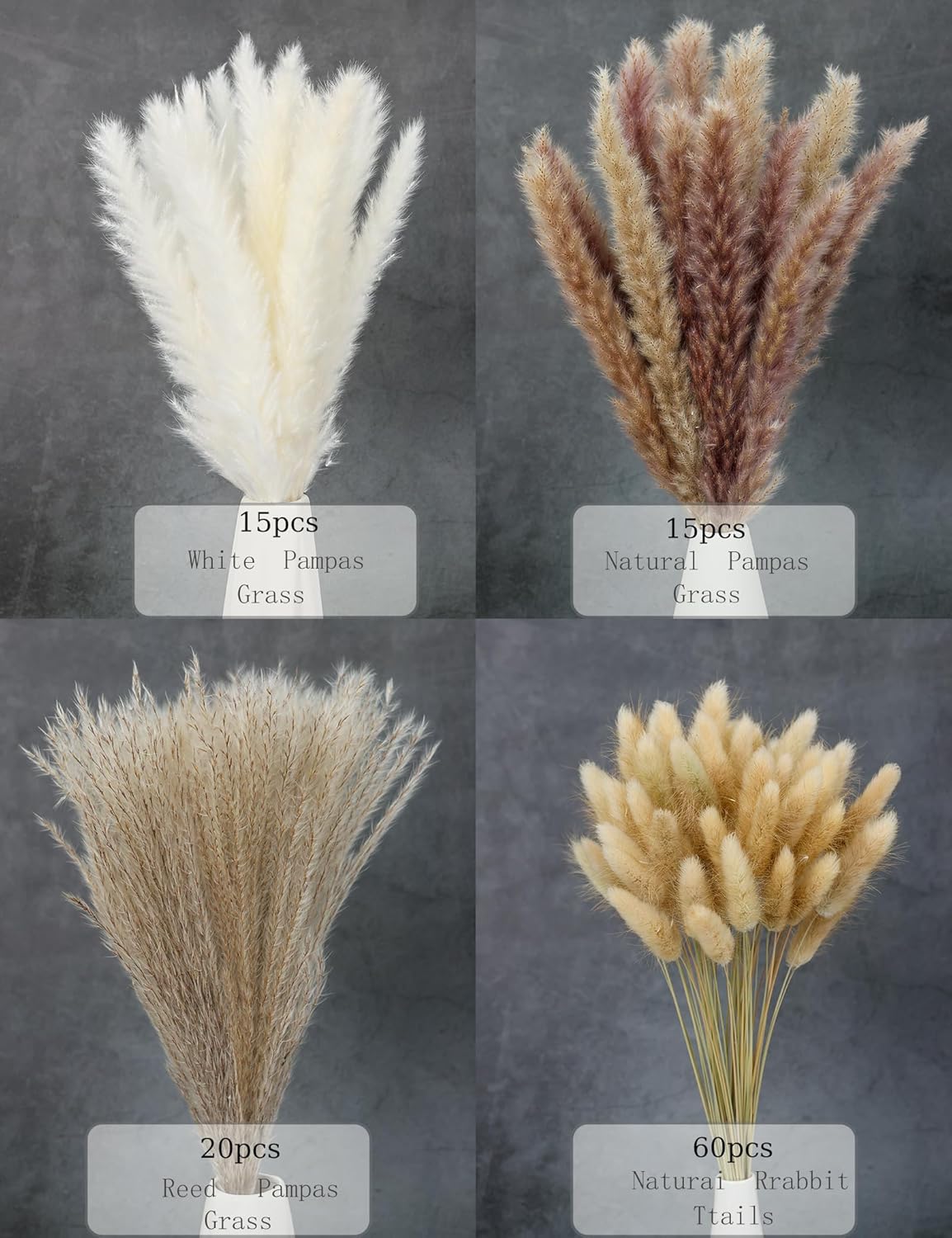 110pcs Dried Pampas Grass, (Vase Not Included),Dried Flower Bouquet, Reed Grass Bouquet for Boho Floral - photo 2