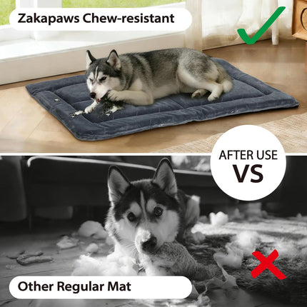 Chew Proof Dog Mat - Indestructible Durable Kennel Mat for Aggressive Chewers, Machine Washable, Chew Proof Dog Crate Pad with Reinforced Corners, Indoor Use for Medium Dogs, Grey, 35"x22"