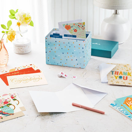 Bulk All Occasion Cards, 100-Pack with Organizer (Triangles, Teal) - photo 2