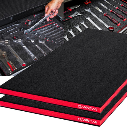 ONREVA Tool Box Foam 30x22x1 inch 2Pack, Foam Inserts for Cases, Polyethylene Storage Sheets for Toolbox Hard Case, Tool Shadow Insert, Kaizen Organizer Sheet, Red With Black