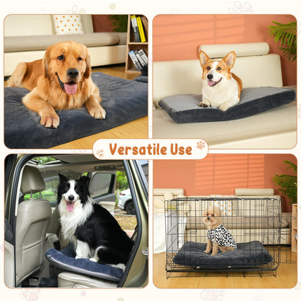 Tapete para cama de perro, colchón para jaula, ultra suave para perrera, gris, grande