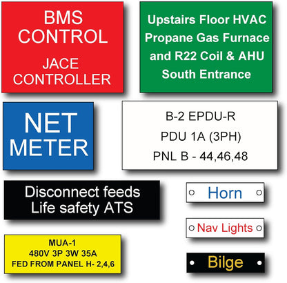 Engraved Electrical Panel Labels and Plastic Tags