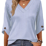 3/4 Length Sleeve Womens Tops Dressy Casual Blouses V Neck T Shirts Summer Tops Spring Outfits Loose Fit
