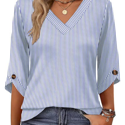 3/4 Length Sleeve Womens Tops Dressy Casual Blouses V Neck T Shirts Summer Tops Spring Outfits Loose Fit