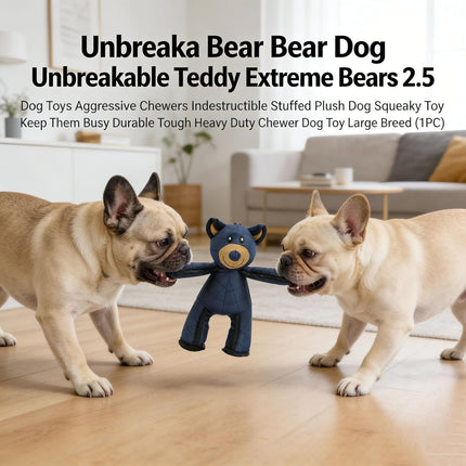 Unbreakable Teddy Extreme Bears 2.0 Dog Toys Aggressive Chewers Indestructible Stuffed Plush Dog Squeaky Toy Keep Them Busy Durable Tough Heavy Duty Chewer Dog Toy Large Breed (1PC)