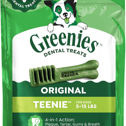 Greenies Veterinarian-Recommended Adult Natural Dental Dog Treats Teenie Size, Dog Dental Chews, Original Flavor, 3 oz. Pack, 11 Count