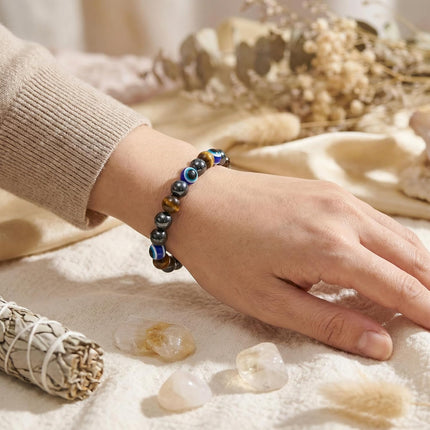 Bivei Protection Bracelet, Strength Crystal Healing Bracelet 8MM - Spiritual Stretch Beaded Jewelry for Women Men Gift