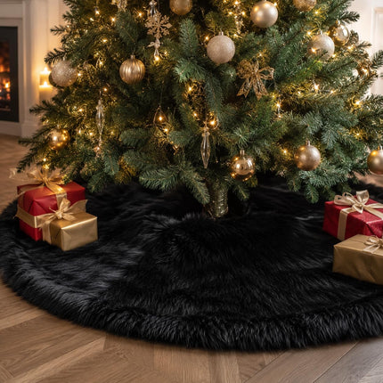 48 Inch Faux Fur Christmas Tree Skirt White Plush Skirt for Merry Christmas Party Christmas Tree Decoration